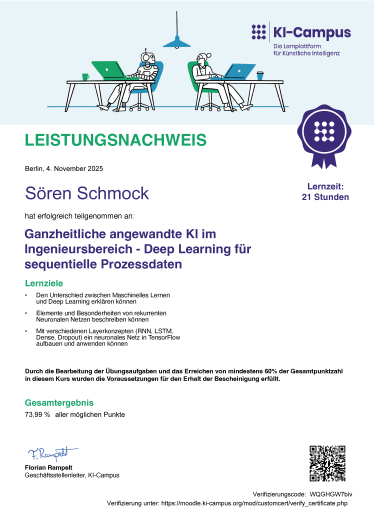 Ganzheitliche angewandte KI im Ingenieurbereich  - Deep Learning für sequentielle Prozessdaten